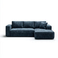 Granatowa sofa narożna z prawostronnym szezlongiem, poliester, 260 x 160 x 85 cm