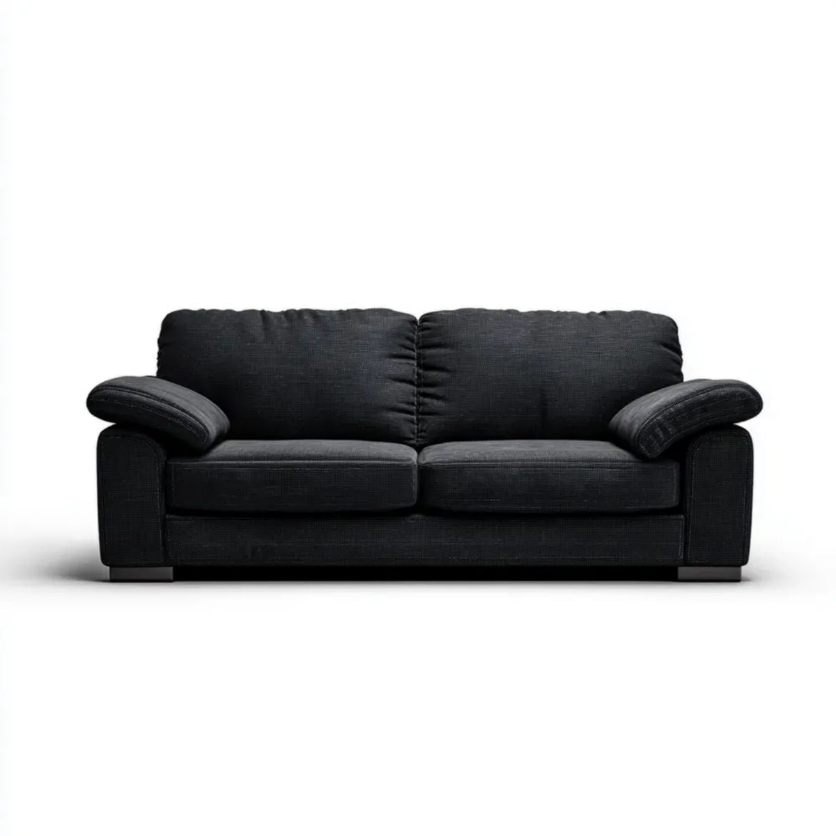Czarna sofa dwuosobowa z tapicerką poliestrową, 160 x 90 x 88 cm