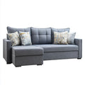 Szara sofa narożna z lewym szezlongiem, tapicerka poliestrowa, 230 x 145 x 88 cm