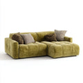 Prawostronna sofa narożna 3-osobowa z szezlongiem z poliestru, oliwkowa, 280 x 165 x 78 cm
