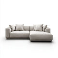 Jasnobeżowa sofa narożna z szezlongiem po prawej stronie, poliestrowa, 280 × 170 × 85 cm
