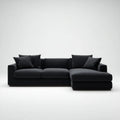 Czarna sofa narożna 3-osobowa w kształcie L z tapicerką poliestrową, prawostronny szezlong, 280 × 160 × 85 cm
