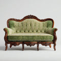 Dwuosobowa sofa zielona z drewnianą ramą i tapicerką żakardową, 160 × 75 × 115 cm