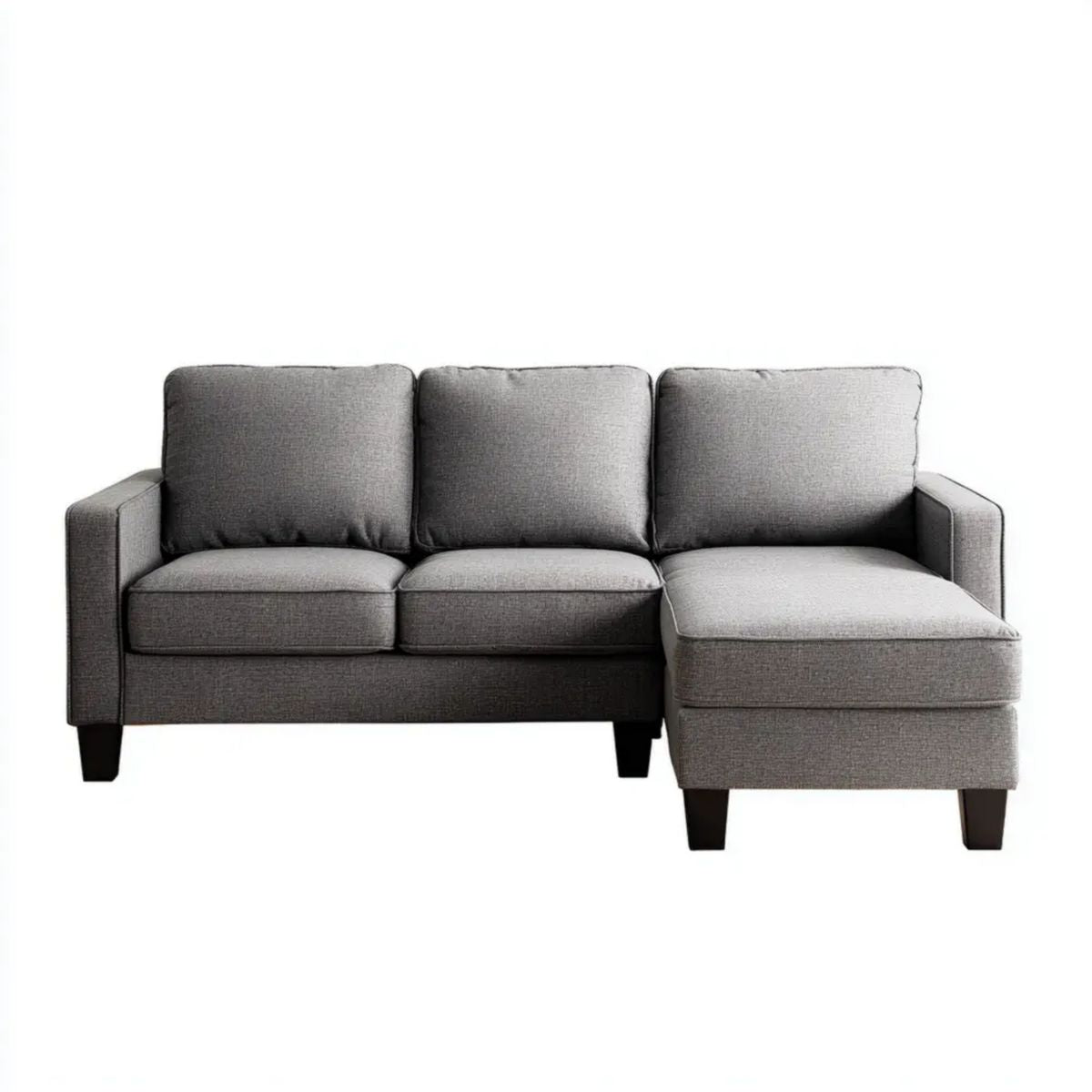 Prawostronna sofa narożna z szezlongiem z tkaniny, szara/czarna, 220 x 145 x 85 cm