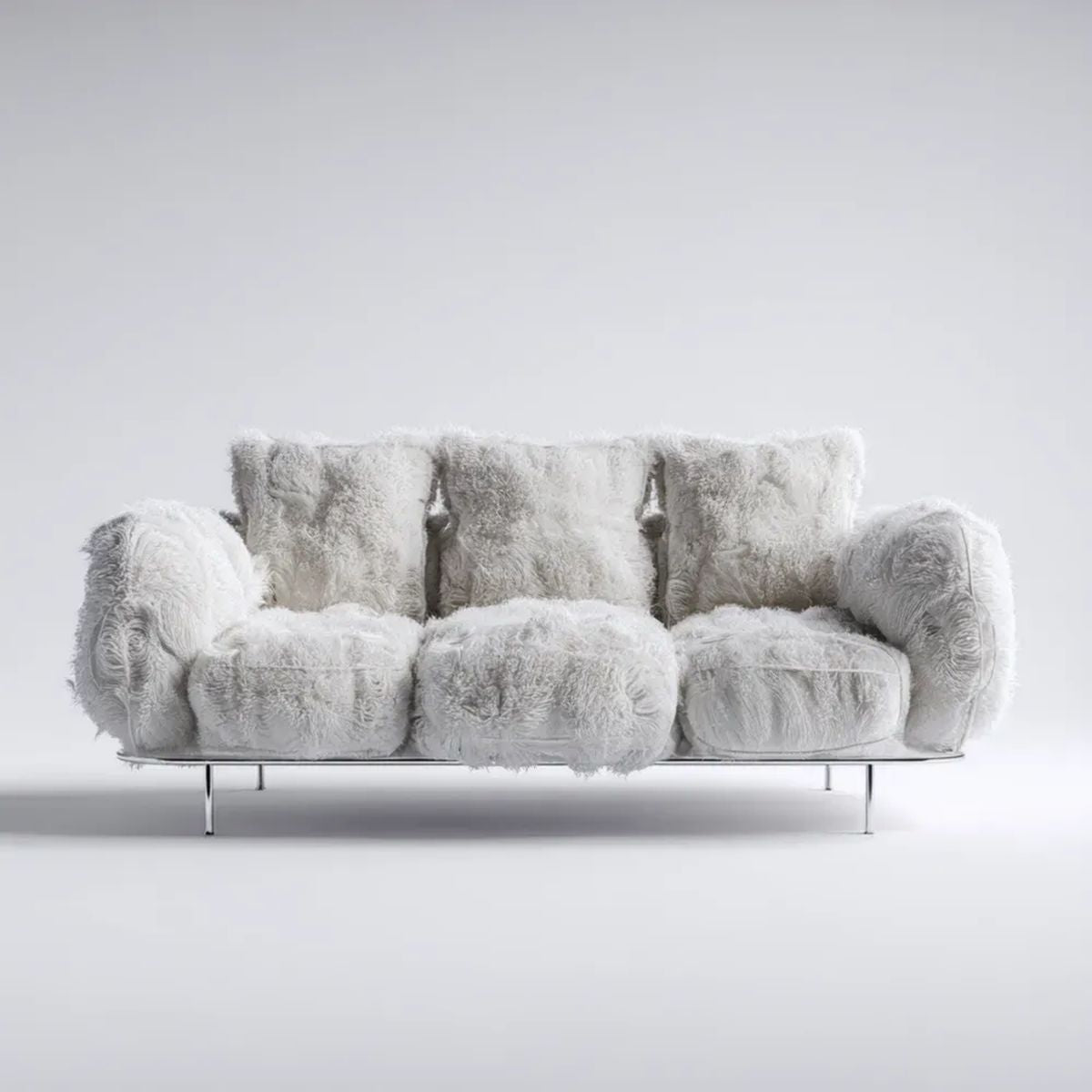 Dwuosobowa sofa biała z poliestru 170 x 95 x 82 cm