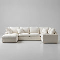 Kremowa sofa narożna w kształcie L z lewym szezlongiem, tapicerka poliestrowa, 320 × 165 × 85 cm