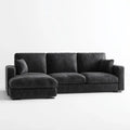 Grafitowo-czarna sofa narożna z lewym szezlongiem, tapicerowana, 280 × 160 × 85 cm
