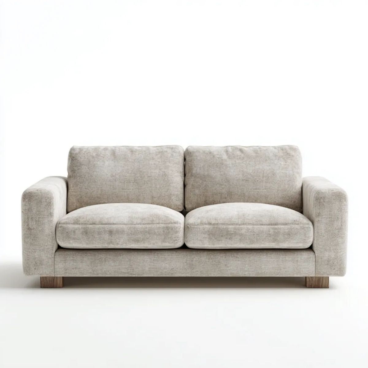 Beżowa sofa dwuosobowa z tapicerką poliestrową, 160 × 90 × 85 cm