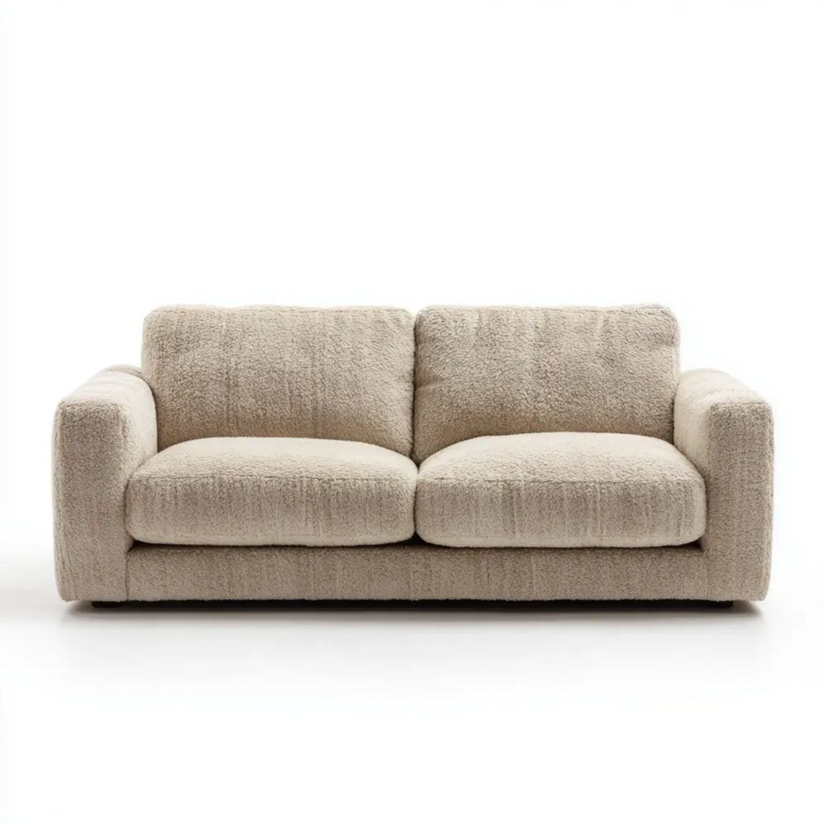 Beżowa sofa dwuosobowa z tapicerką bouclé 180 x 90 x 78 cm