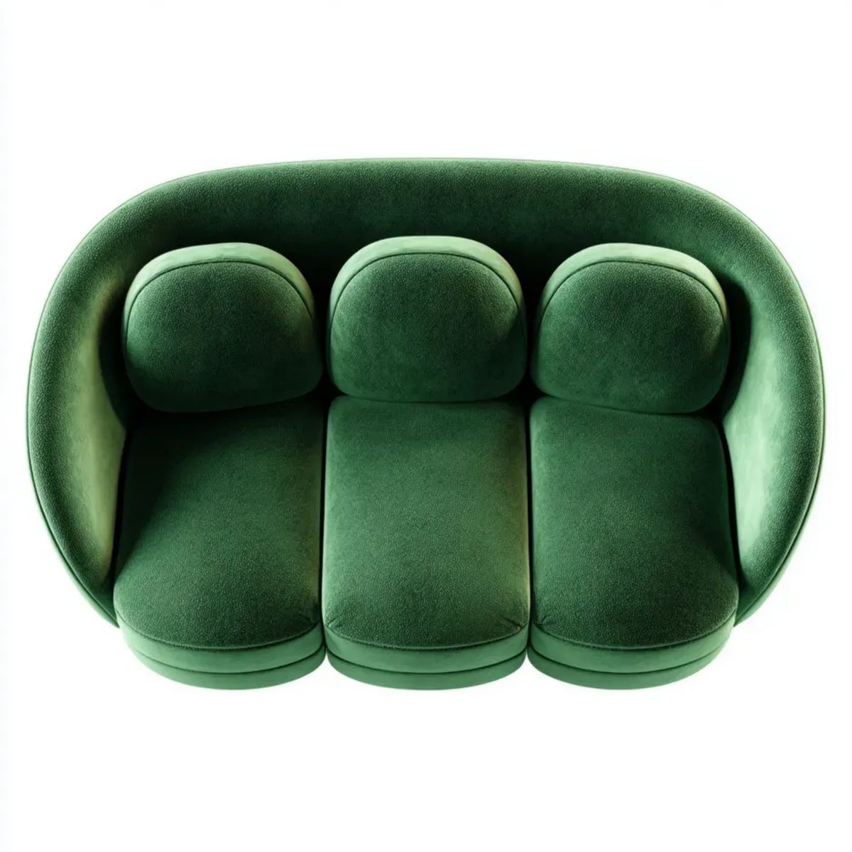 Zielona trzyosobowa sofa z tapicerką poliestrową, owalna, 230 x 100 x 75 cm