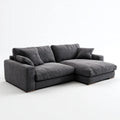 Ciemnoszara sofa narożna w kształcie L z prawostronnym szezlongiem, tapicerka poliestrowa, 260 x 170 x 85 cm
