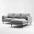 Szara sofa narożna w kształcie L z prawostronnym szezlongiem, tapicerowana tkaniną, 250 × 160 × 85 cm