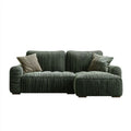 Ciemnozielona sofa narożna z prawostronnym szezlongiem, sztruks poliestrowy, 250 x 160 x 85 cm