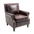 Fotel Chesterfield z ekoskóry ciemnobrązowy z czarnymi nóżkami 71 x 78 x 70 cm