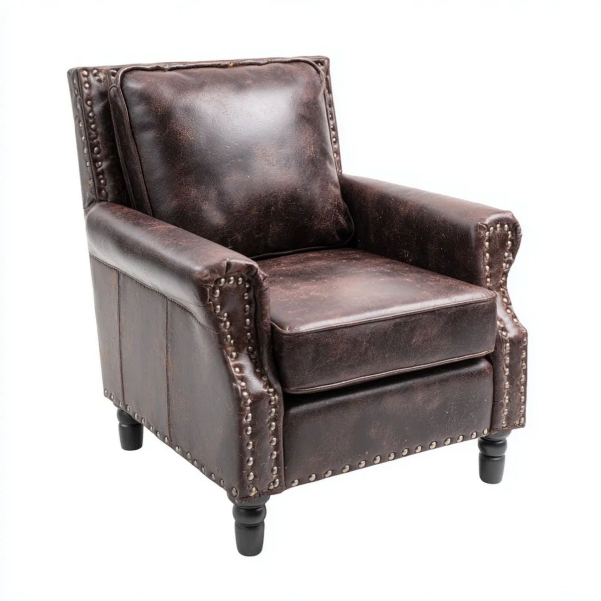 Fotel Chesterfield z ekoskóry ciemnobrązowy z czarnymi nóżkami 71 x 78 x 70 cm
