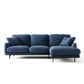 Prawostronna sofa narożna granatowa z tapicerką poliestrową, 280 × 160 × 82 cm